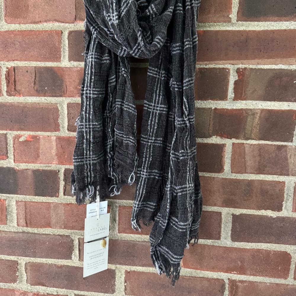 Quagga Green Label Plaid Black Scarf New With Tag - Picture 3 of 10